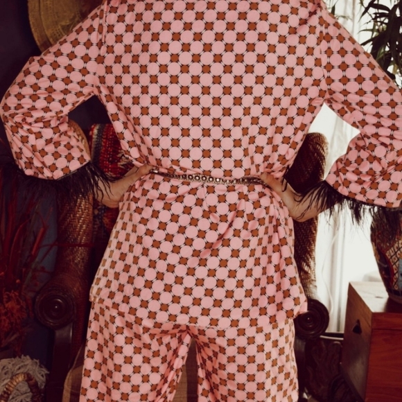 NWT Plaid Feather Spring Vintage Pant Suit Set S:M - Picture 13 of 15